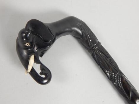 An early 20thC African ebony walking stick