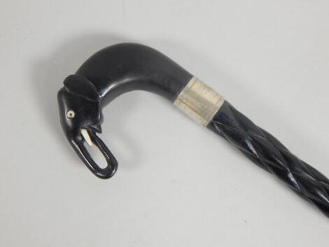 A 19thC African ebony walking stick