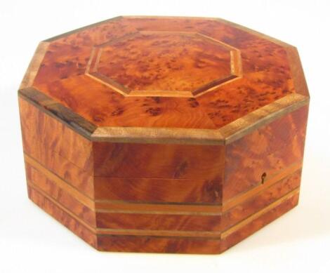 A burr walnut sewing box