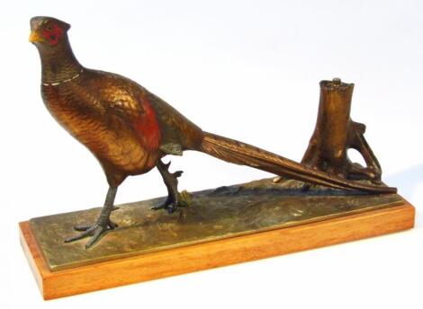 A 20thC Austrian cold cast bronze figure of a pheasant