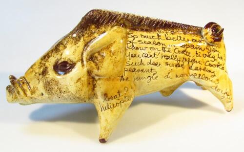 A Chelsea Pottery Studio travel boar figure