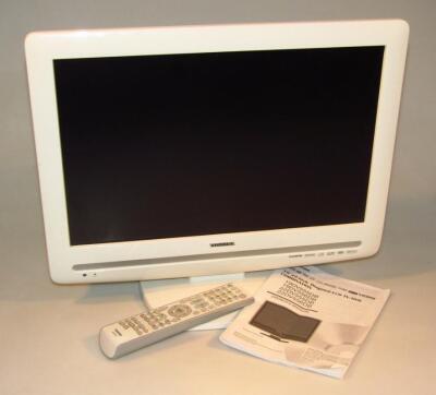 A Toshiba 19" diagonal LCD TV/DVD combination
