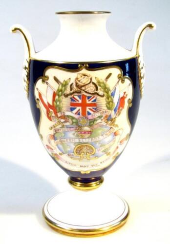 A limited edition bone china Caverswall Queen Elizabeth II 60th Birthday commemorative vase