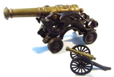 A brass table cannon