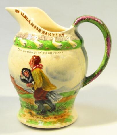 A 20thC Crown Devon Fielding's musical jug Om Ilkla Moor Baht' At