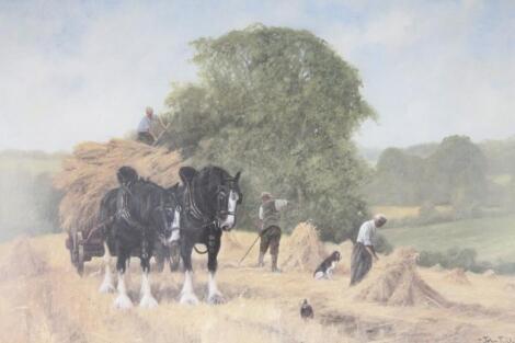 John Trickett (20thC). Gathering Hay