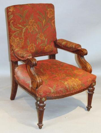 A 19thC oak framed Gainsborough armchair