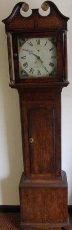 A 19thC oak and mahogany country clock