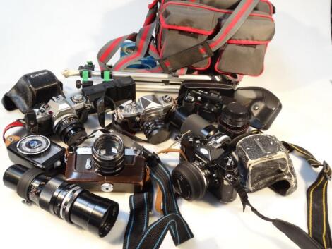 A large quantity of camera equipment