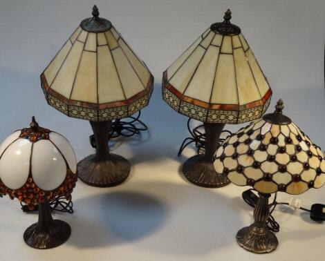 Four modern Tiffany style table lamps