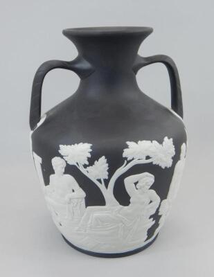 A Wedgwood black Jasperware version of the Portland vase