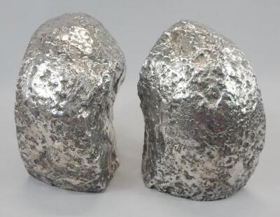 A modern pair of silver mounted Quartz Geode bookends - 4