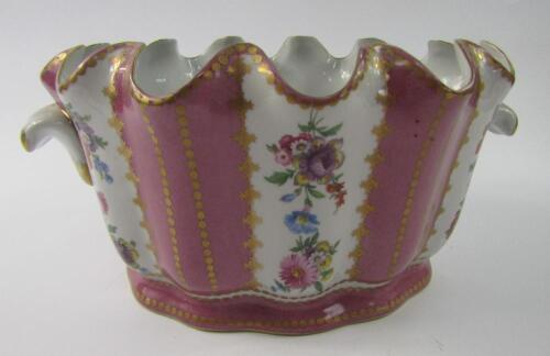 A Porcelaine Royale fluted twin handle cache-pot