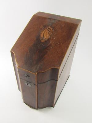 A George III mahogany and cross banded knife box