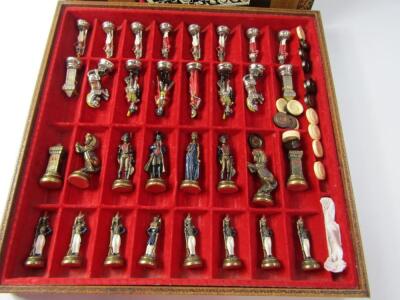 An Italian cast metal chess set modelled as Napoleonic figures - 2