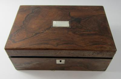 A Victorian rosewood and mother of pearl inlaid writing slope