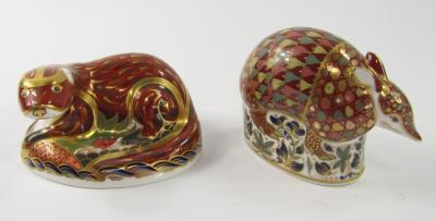 A Royal Crown Derby Imari paperweight modelled as the Armadillo