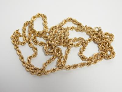 Two 9ct gold rope twist neck chains