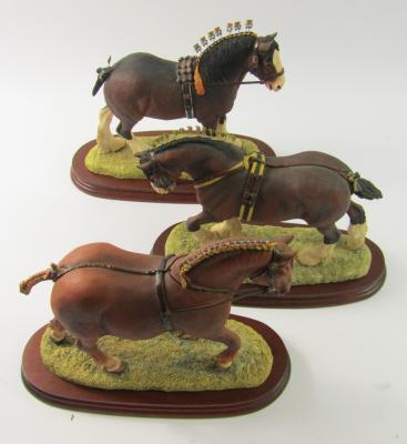 Three Border Fine Arts models of heavy horses