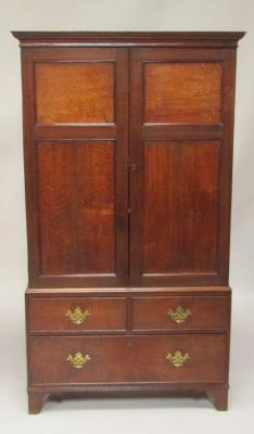 A George III oak linen press