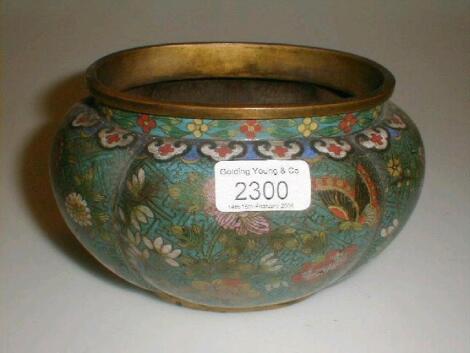 A cloisonn e9 bowl, with oval lobed body