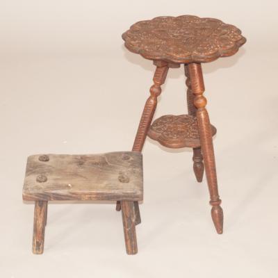 A Burmese carved hardwood two tier occasional table