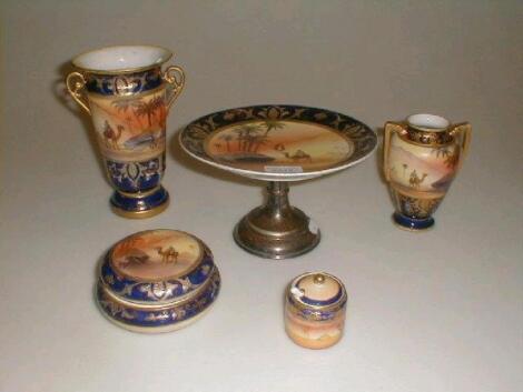 Noritake porcelain, hand painted with desert scenes