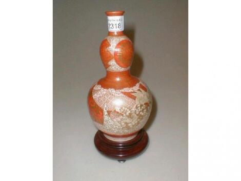 A Japanese Kutani double gourd vase