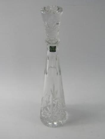 A Thomas Webb tapering cut glass decanter and stopper