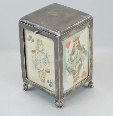 A silver playing card box