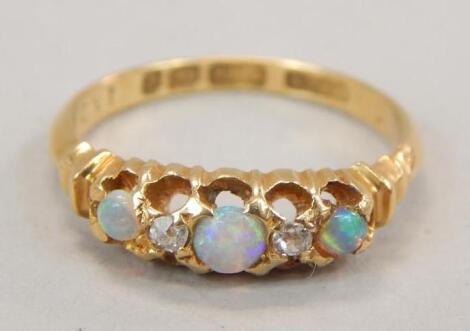 A Victorian opal and diamond dress ring