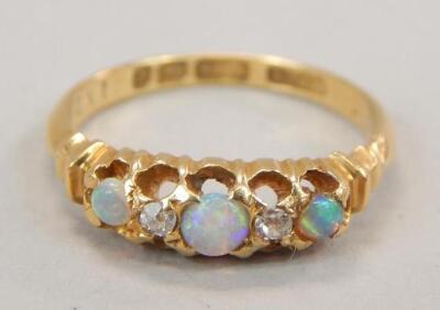 A Victorian opal and diamond dress ring