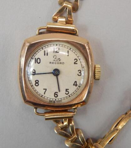 A 9ct gold Record ladies wristwatch