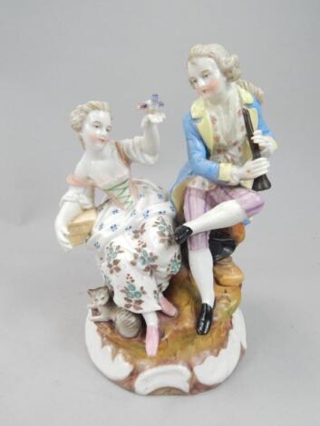 A late 19thC Sitzendorf porcelain figure group
