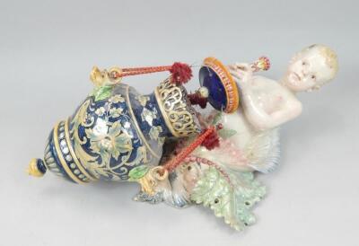 An Italian Maiolica articulated wall pocket