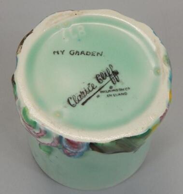 *A Clarice Cliff My Garden pattern preserve jar and cover - 3