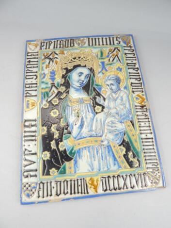 A terracotta style Maiolica icon