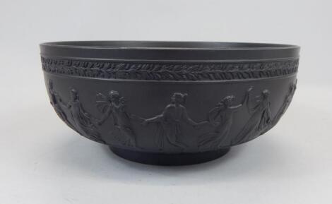 A Wedgwood single coloured black Jasperware bowl