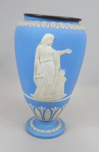 A Wedgwood pale blue Jasperware lamp base