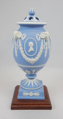 A Wedgwood blue Jasperware limited edition pot pourri jar and cover - 2