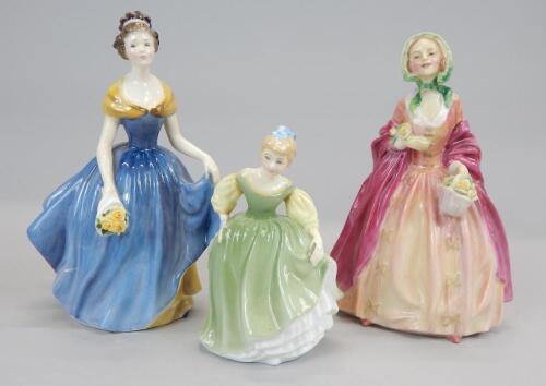 Three Royal Doulton porcelain ladies