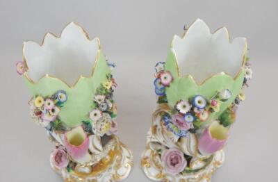 A pair of Jacob Petit Paris porcelain flower encrusted vases - 2