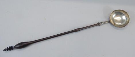 A 19thC continental white metal ladle