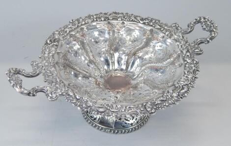 A Victorian silver plated two handled centrepiece