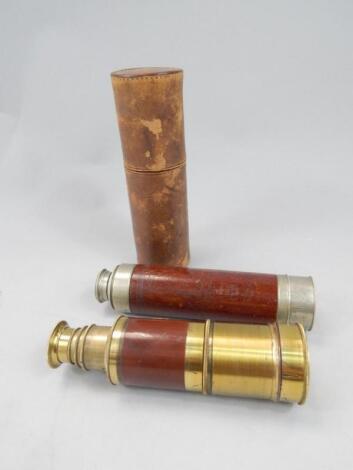 A brass and mahogany six draw telescope