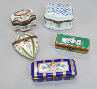 A collection of Limoges boxes