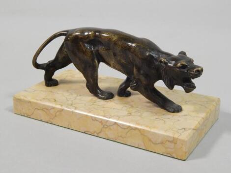 20thC School. Bronze figure of a lion