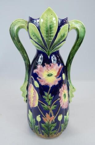 A Continental Art Nouveau style two handled vase