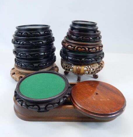 Various hardwood and ebonised oriental vase or table lamp bases