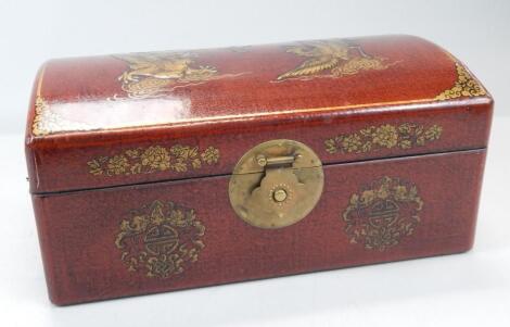 A modern Chinese lacquered dome topped box